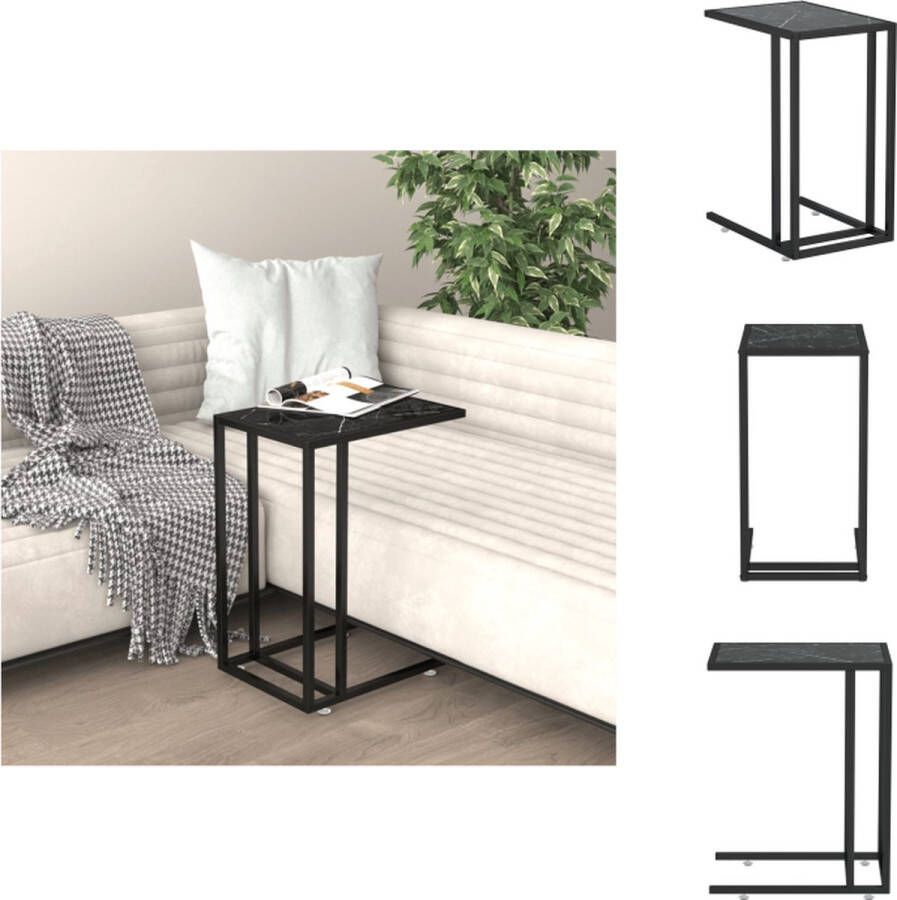 VidaXL Computer Bijzettafel Computer Bijzettafels Bijzettafel Salontafel Computer bijzettafel 50x35x65 cm gehard glas zwartmarmerkleurig