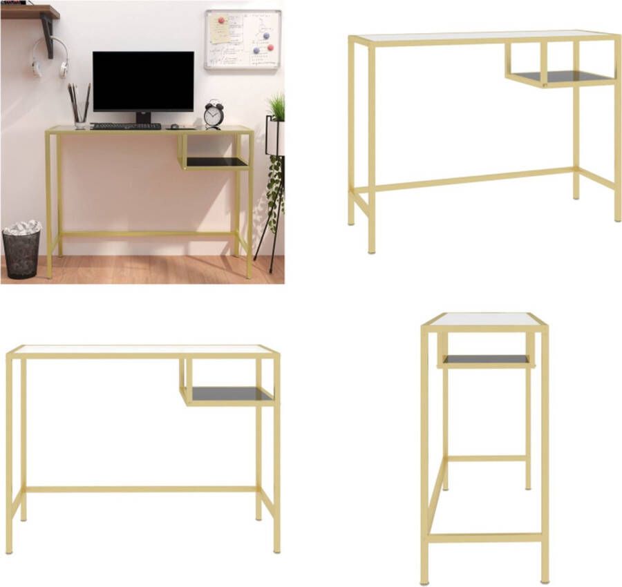 VidaXL Computerbureau 100x36x74 cm gehard glas transparant Computerbureau Computerbureaus Glazen Kantoorbureau