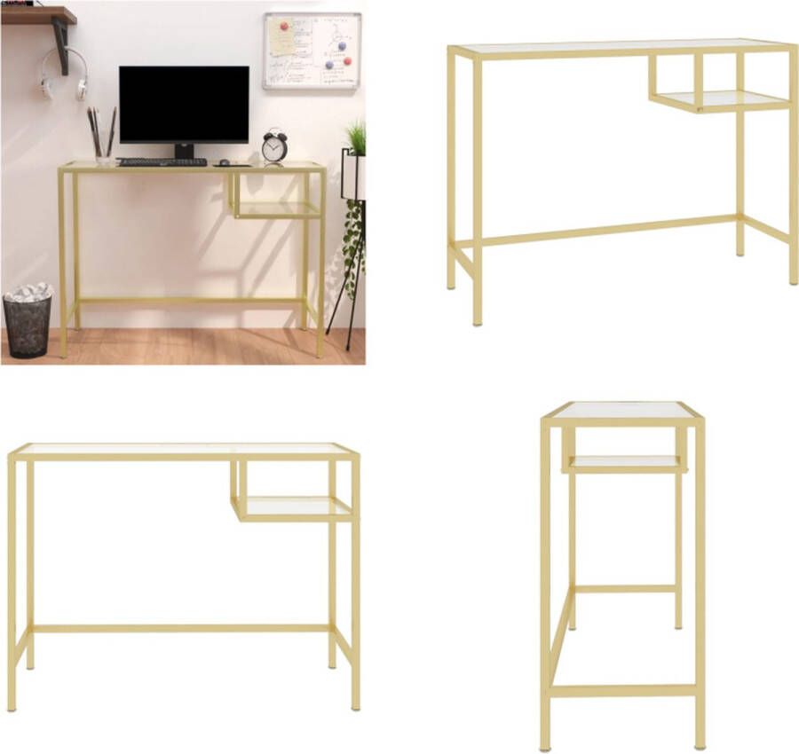 VidaXL Computerbureau 100x36x74 cm gehard glas transparant Computerbureau Computerbureaus Glazen Kantoorbureau