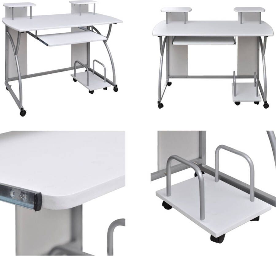 VidaXL Computerbureau 110x52x88 5 cm bewerkt hout wit Computerbureau Computerbureaus Gaming Bureau Hoekbureau