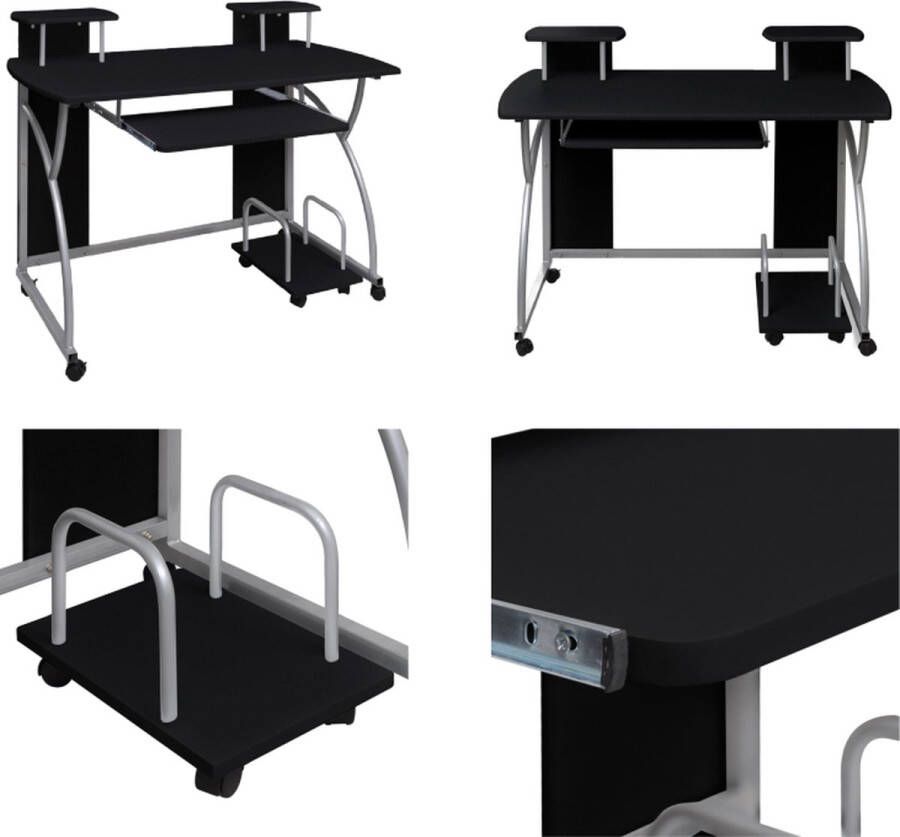 VidaXL Computerbureau 110x52x88-5 cm bewerkt hout zwart Computerbureau Computerbureaus Gaming Bureau Hoekbureau