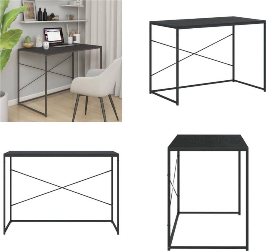 VidaXL Computerbureau 110x60x70 cm spaanplaat zwart Computertafel Computertafels Computerbureau Bureau