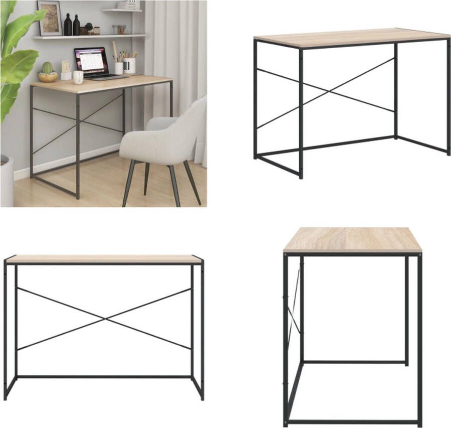 VidaXL Computerbureau 110x60x70 cm spaanplaat zwart en eikenkleurig Computertafel Computertafels Computerbureau Bureau