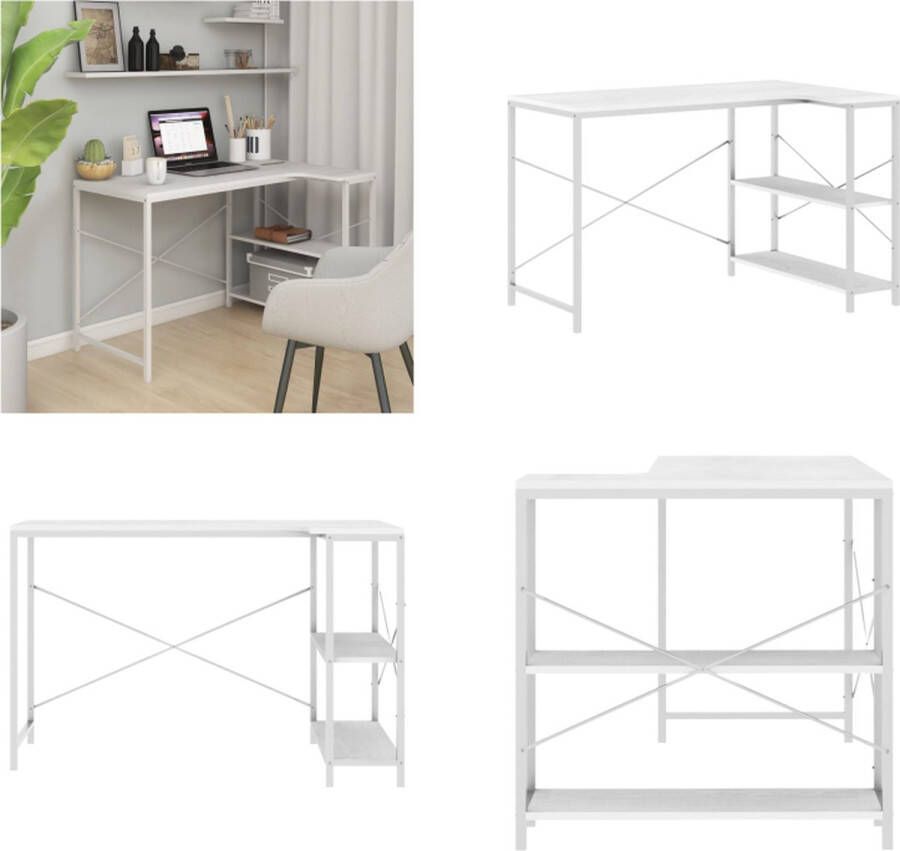 VidaXL Computerbureau 110x72x70 cm spaanplaat wit Computertafel Computertafels Computerbureau Bureau