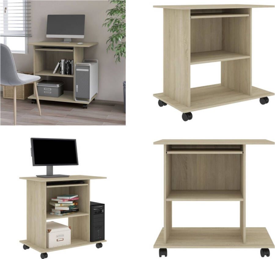 VidaXL Computerbureau 80x50x75 cm bewerkt hout sonoma eikenkleurig Computerbureau Computerbureaus Bureau Bureaus