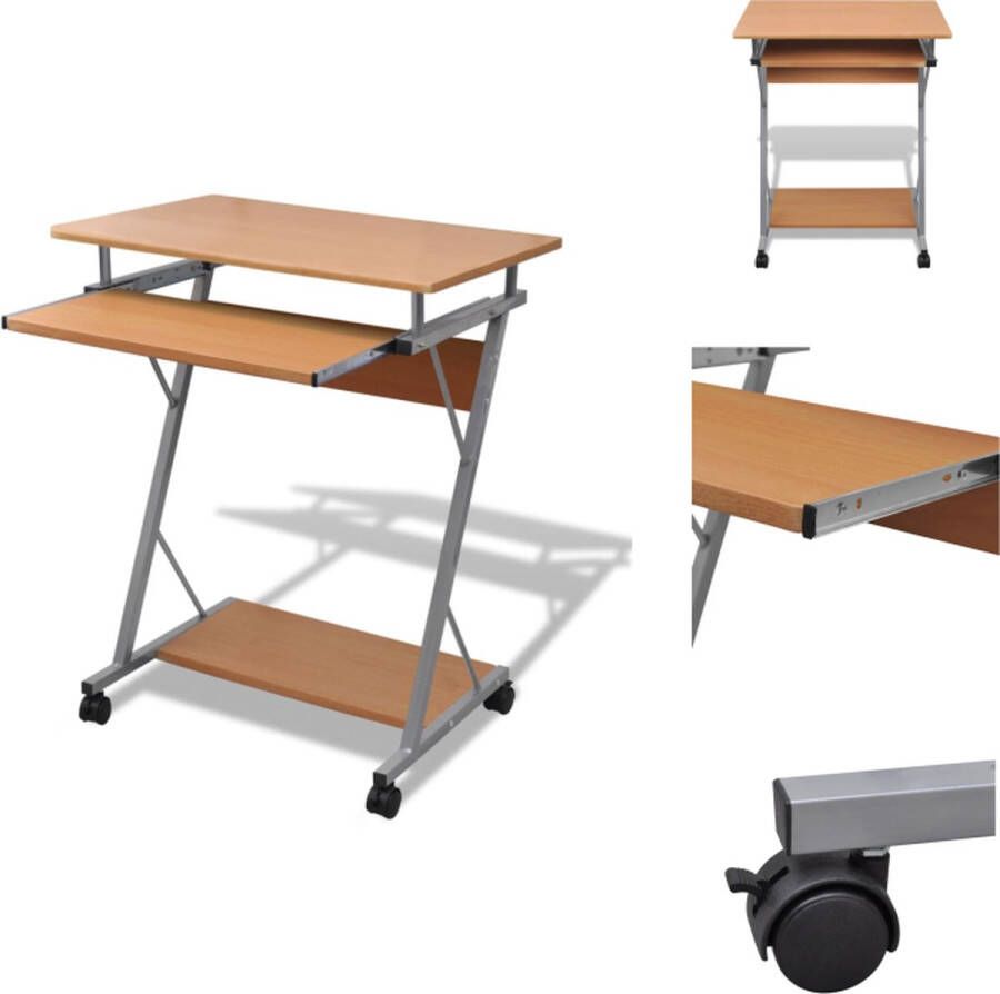 VidaXL Bureau Computerbureau Computer Bureau PC Bureau Studenten computerbureau 60 x 40 x 74 cm (bruin)