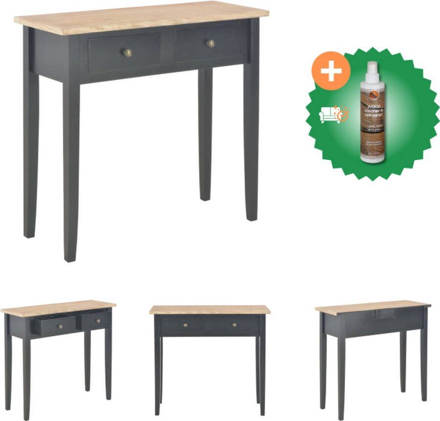VidaXL Console Table Wooden 79 x 30 x 74 cm 2 Drawers Black Finish Tafel Inclusief Houtreiniger en verfrisser