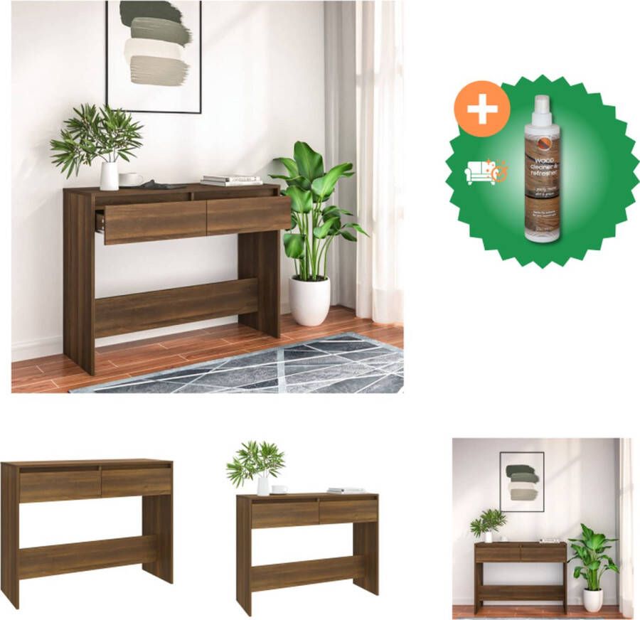 VidaXL Consoletafel bruineiken 100 x 35 x 76.5 cm montagerequired Tafel Inclusief Houtreiniger en verfrisser