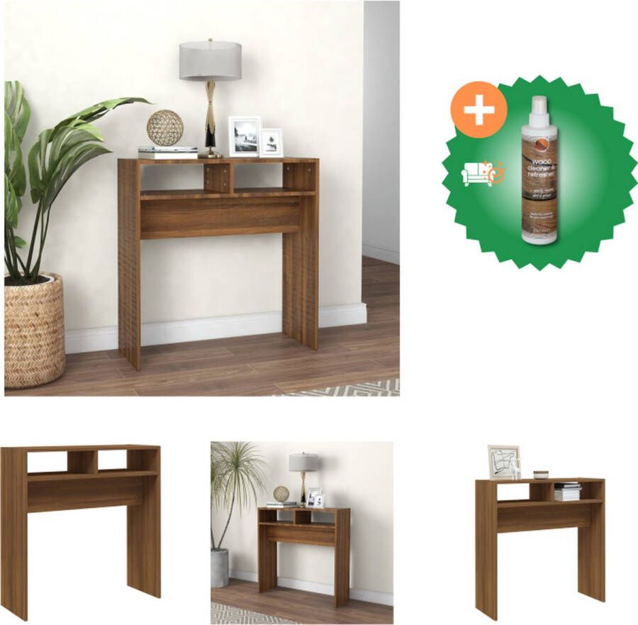 VidaXL Wandtafel 78x30x80 cm bewerkt hout bruineikenkleurig Tafel Inclusief Houtreiniger en verfrisser