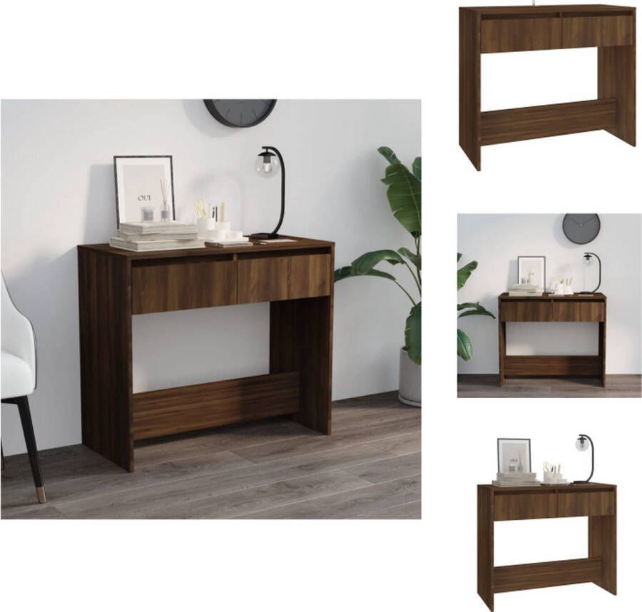 VidaXL Wandtafel Wandtafels Tafel Spiegeltafel Wandtafel 89x41x76-5 cm staal bruineikenkleurig - Foto 2