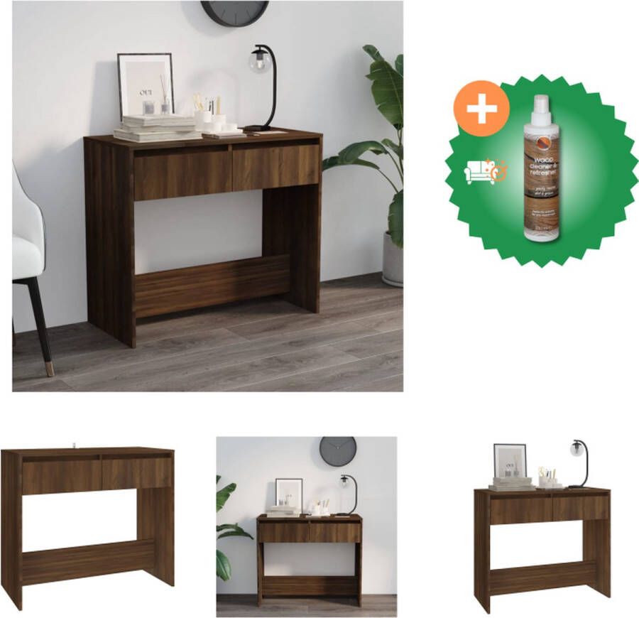 VidaXL Consoletafel Bruineiken 89 x 41 x 76.5 cm Montage vereist Tafel Inclusief Houtreiniger en verfrisser