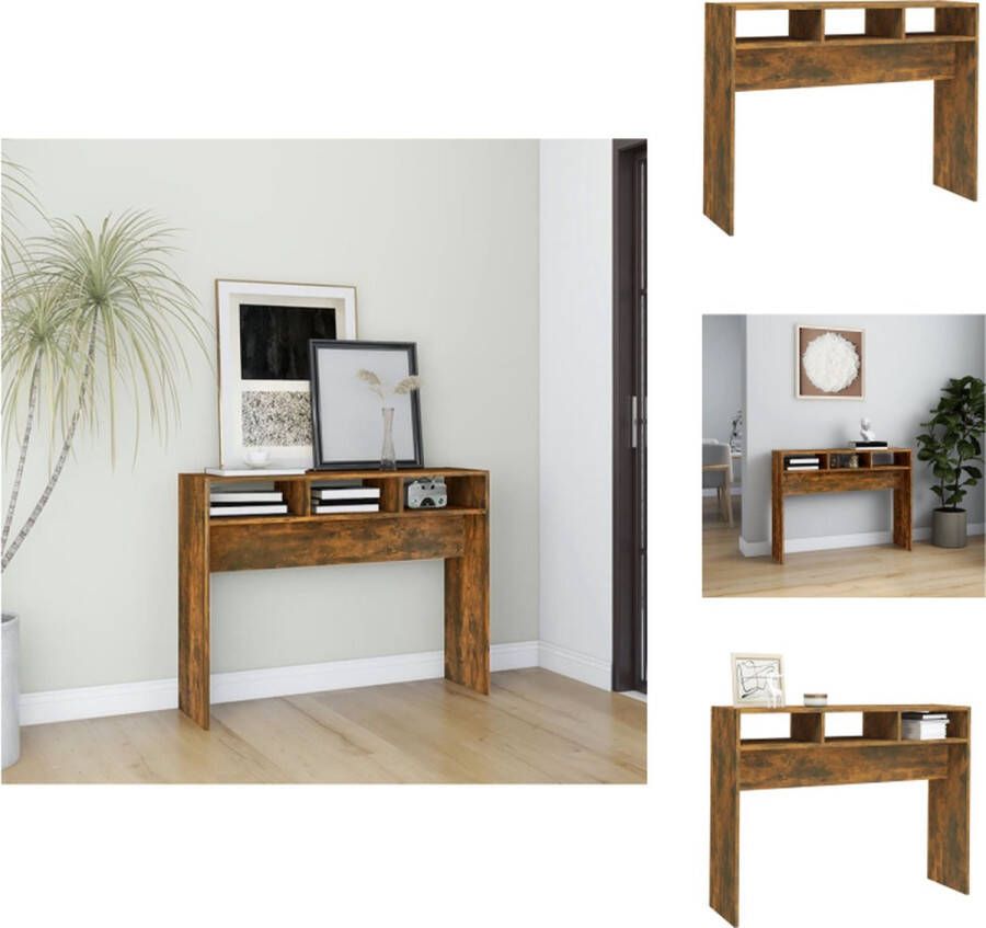 VidaXL Wandtafel Wandtafels Consoletafel Houten Wandtafel 105x30x80 cm bewerkt hout gerookt eikenkleurig