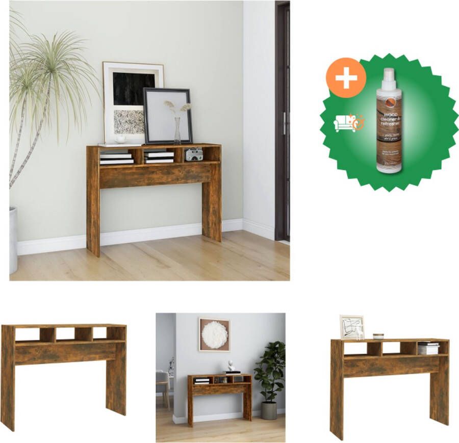 VidaXL Consoletafel Gerookt Eiken 105 x 30 x 80 cm Praktisch en Stijlvol Tafel Inclusief Houtreiniger en verfrisser