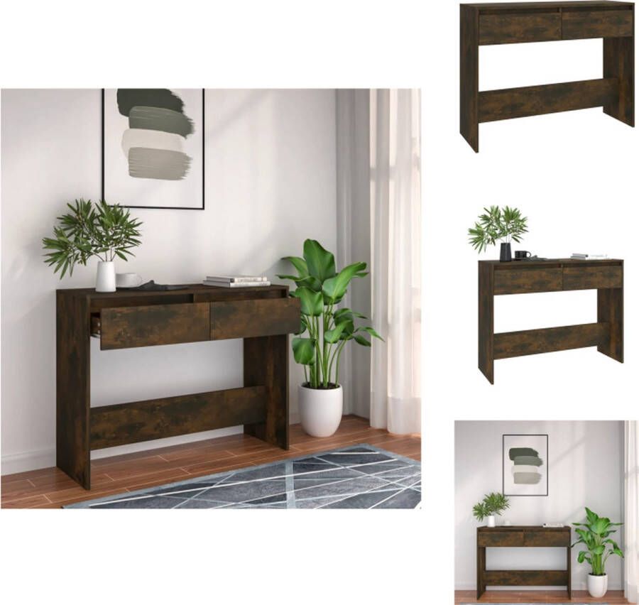 VidaXL Wandtafel Wandtafels Tafel Consoletafel Wandtafel 100x35x76 5 cm bewerkt hout gerookt eikenkleurig