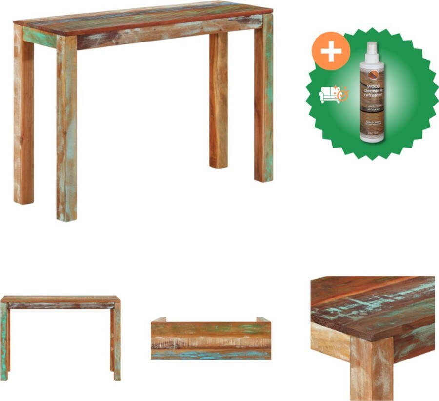 VidaXL Consoletafel Massief Gerecycled Hout 110 x 35 x 76 cm Rustieke Charme Tafel Inclusief Houtreiniger en verfrisser - Foto 2