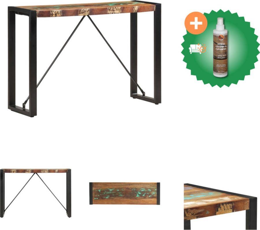 VidaXL Consoletafel Massief Gerecycled Hout 110 x 35 x 76 cm Rustieke Charme Tafel Inclusief Houtreiniger en verfrisser - Foto 3