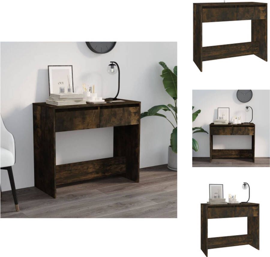 VidaXL Wandtafel Wandtafels Tafel Spiegeltafel Wandtafel 89x41x76 5 cm bewerkt hout gerookt eikenkleurig - Foto 2