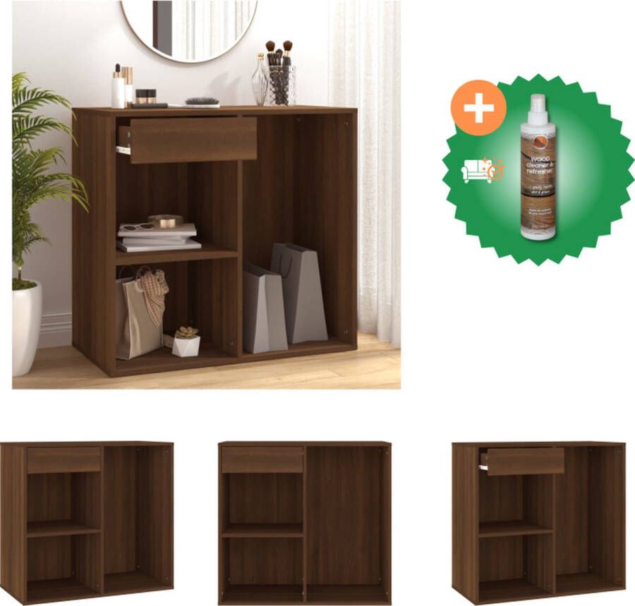 VidaXL Cosmeticakast 80x40x75 cm bewerkt hout bruineikenkleurig Kast Inclusief Houtreiniger en verfrisser