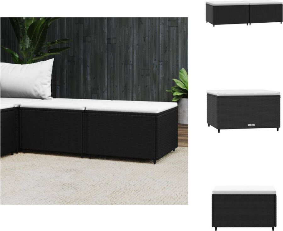 VidaXL Voetensteun Voetsteunen Voetbank Voetenbank Voetensteunen 2 st met kussen poly rattan zwart