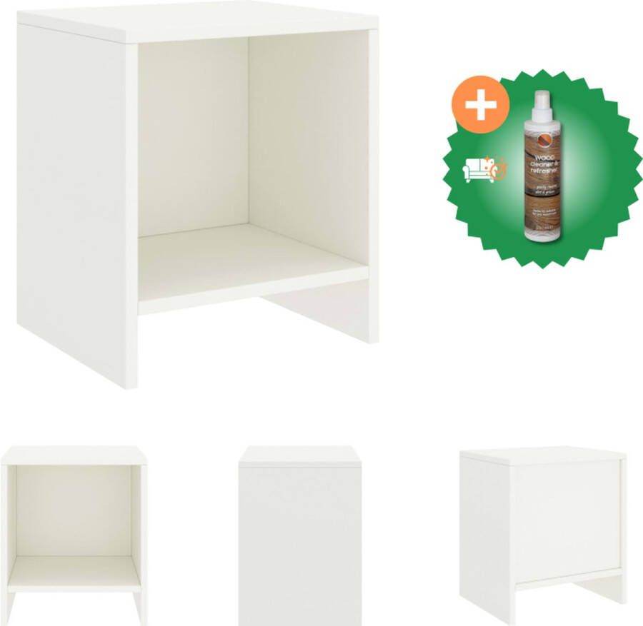 VidaXL Nachtkastje Houten Bedtafeltje 35 x 30 x 40 cm Massief Grenenhout Wit Kast Inclusief Houtreiniger en verfrisser - Foto 2