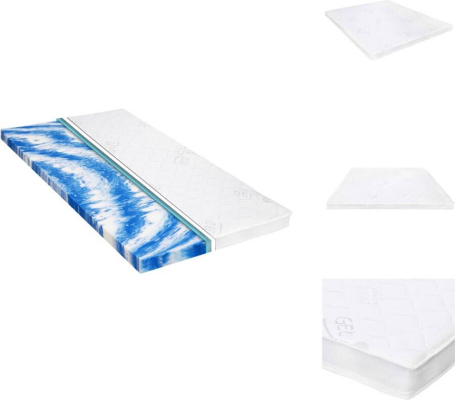 VidaXL Dekmatras Gelschuim Drukverlichting Comfort Eenvoudig schoon te houden Wit Blauw 140x200x7 cm (LxBxD) Topmatras - Foto 2