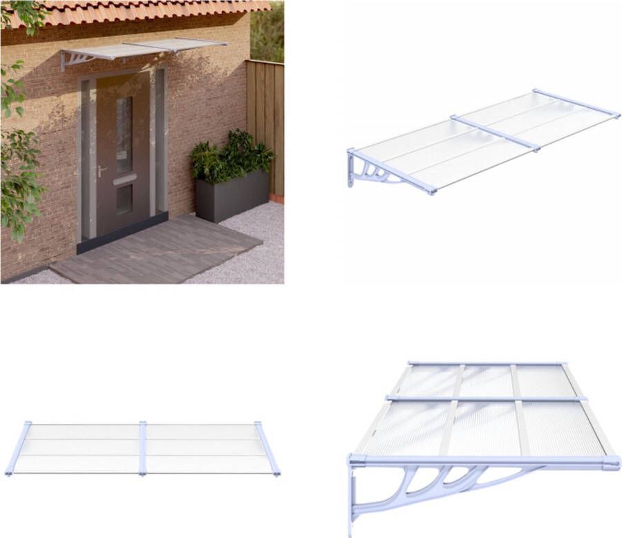 VidaXL Deurluifel 199x90 cm polycarbonaat grijs en transparant Deurluifel Deurluifels Afdak Voordeur Luifel Voordeur