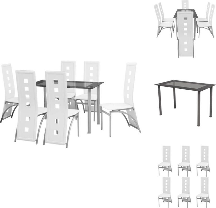 VidaXL Eetkamertafel En Eetkamerstoel Eetkamertafels En Eetkamerstoelen Eetkamer Set Keukentafel Eetkamerset Wit 7-delige