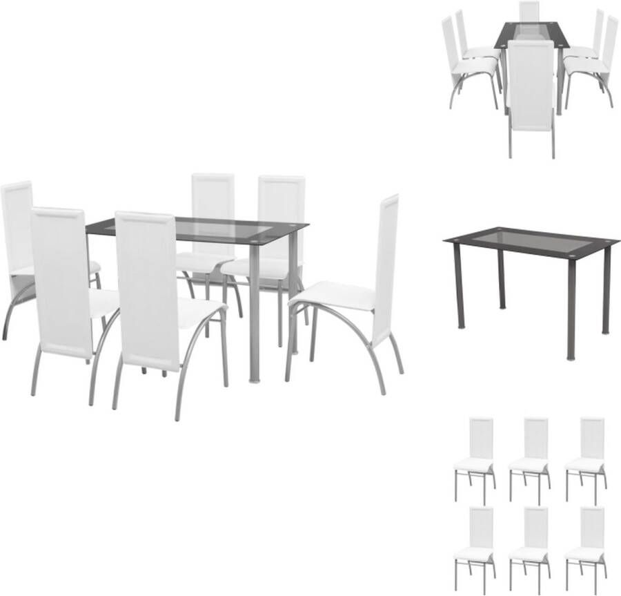 VidaXL Eetkamertafel En Eetkamerstoel Eetkamertafels En Eetkamerstoelen Eetkamer Set Keukentafel Eetkamerset wit 7-delig