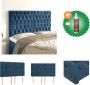 VidaXL Donkerblauw Hoofdbord fluweel verstelbare hoogte stevige poten comfortabele ondersteuning 144x7x118 128cm Bedonderdeel Inclusief Houtreiniger en verfrisser - Thumbnail 1