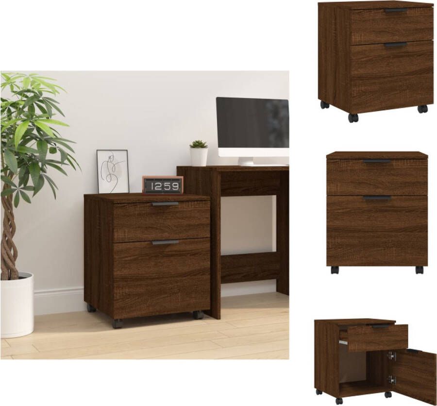 VidaXL Dossierkast op wielen 45 x 38 x 54 cm hoogwaardig bewerkt hout bruineiken montagehandleiding inbegrepen Kast