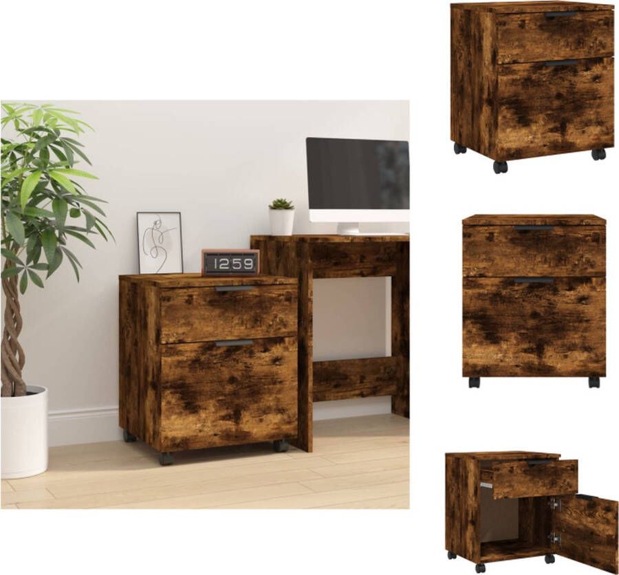 VidaXL Dossierkast Dossierkasten Opberg Kast Opbergkast Dossierkast verrijdbaar 45x38x54 cm bewerkt hout gerookt eiken