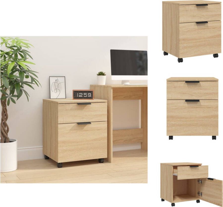 VidaXL Dossierkast Dossierkasten Opberg Kast Opbergkast Dossierkast verrijdbaar 45x38x54 cm bewerkt hout sonoma eiken