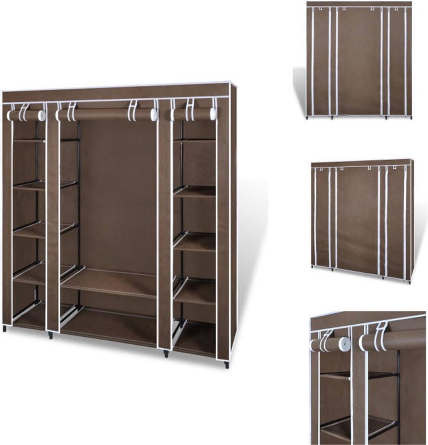 VidaXL Kast Kasten Kledingkast Kledingkasten Kledingkast met vakken en stangen 45x150x176 cm stof bruin