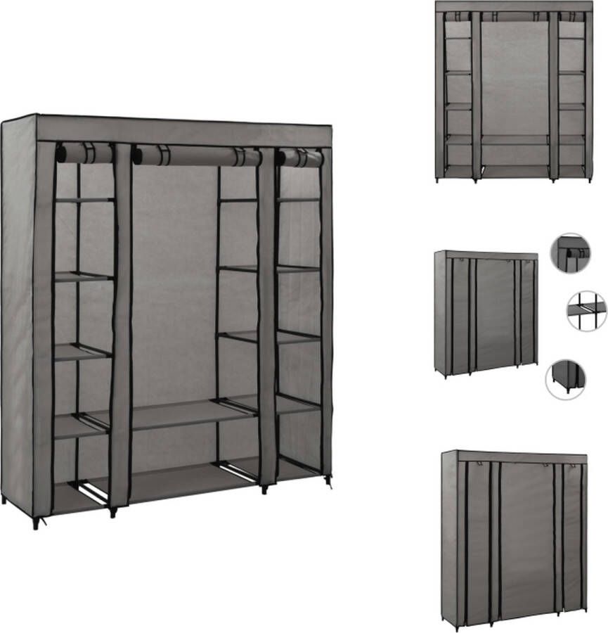 VidaXL Kast Kasten Kledingkast Kledingkasten Kledingkast met vakken en stangen 150x45x176 cm stof grijs
