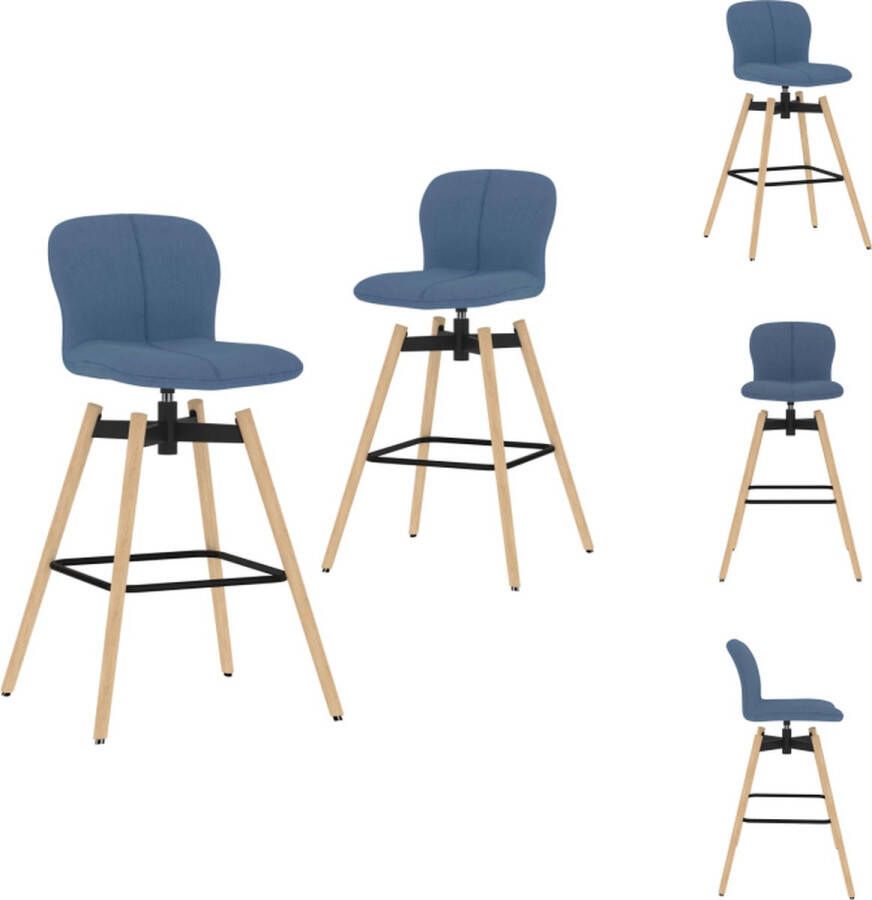 vidaXL Draaibare Barstoelen Blauw 41 x 50 x 98 cm Met Voetensteun 2 Stuks Eetkamerstoel