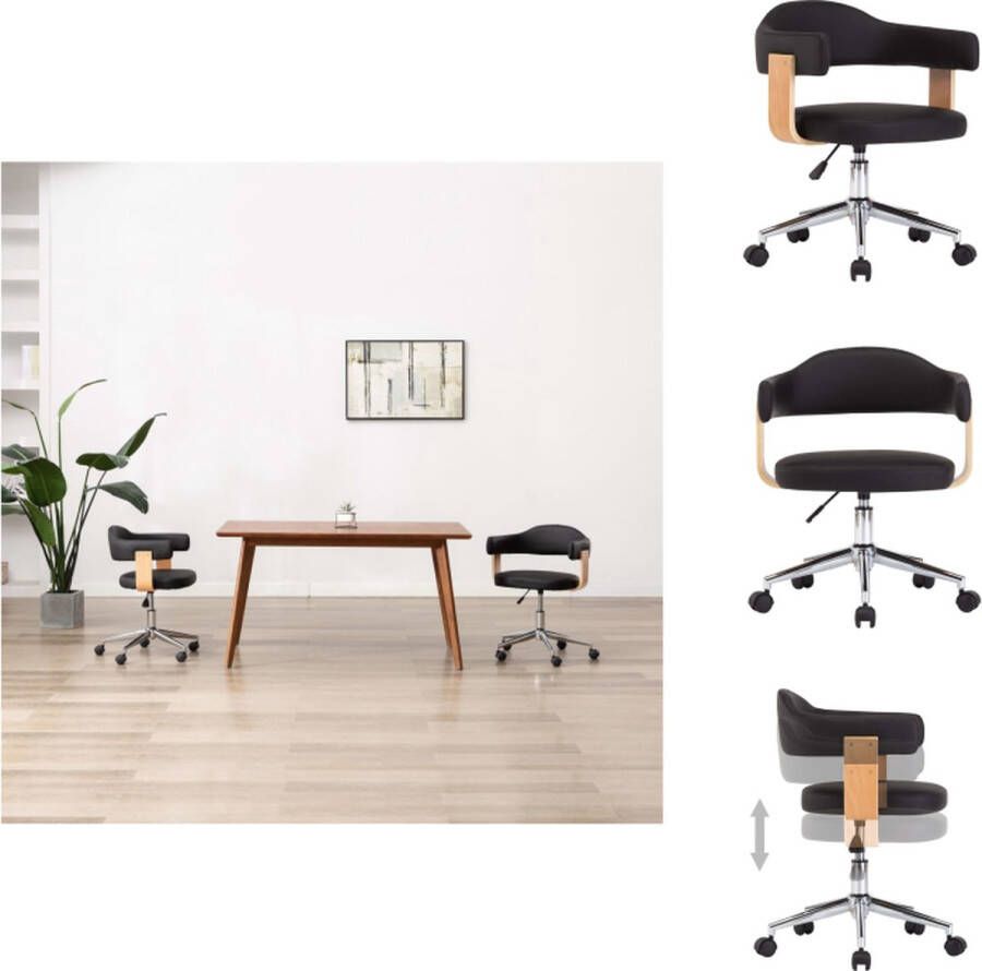 VidaXL Draaibare Kantoorstoel Zwart Kunstleer 49.5x51.5x(94.5-115.5) cm Ergonomisch ontworpen Bureaustoel - Foto 2