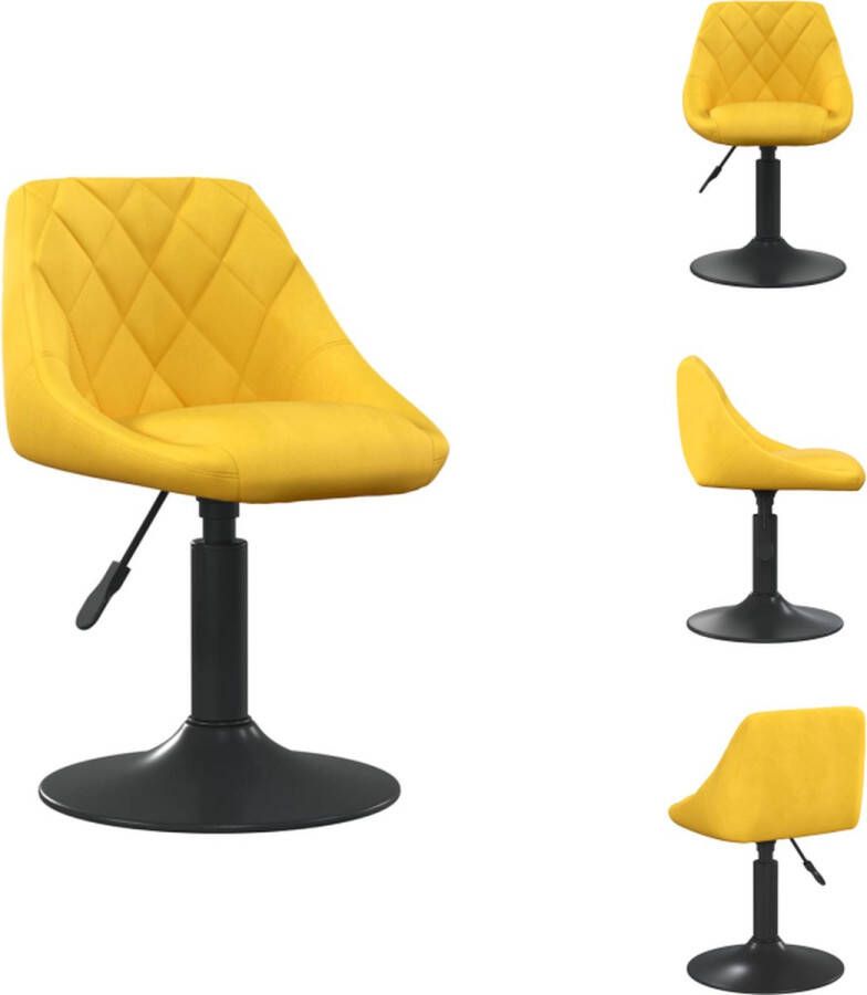 VidaXL Draaibare Eetkamerstoel Fluweel Mosterdgeel 46 x 44 x (62.5-77.5) cm 360 graden draaibaar Eetkamerstoel