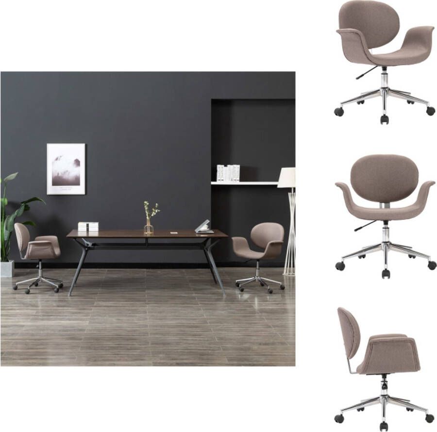 vidaXL Draaibare Eetkamerstoel Taupe 67x62x(80-87.5)cm Ergonomisch Gasveersysteem Eetkamerstoel