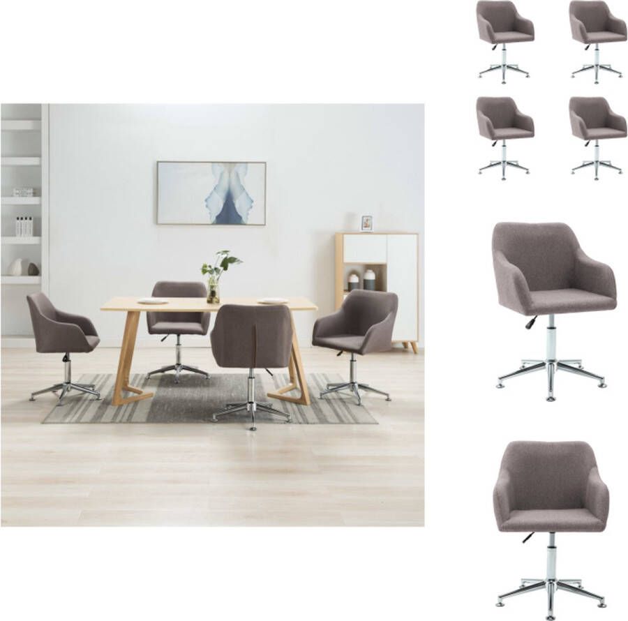 VidaXL Draaibare Eetkamerstoel Trendy en Modern Stoelen 55x53x(78-92)cm Kleur- taupe Eetkamerstoel