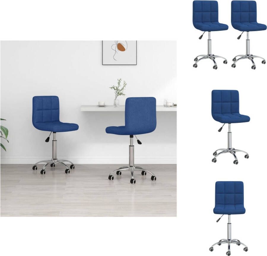 VidaXL Draaibare Eetkamerstoelen Blauw 40 x 47 x (74.5 86) cm Stof en Verchroomd Staal Eetkamerstoel