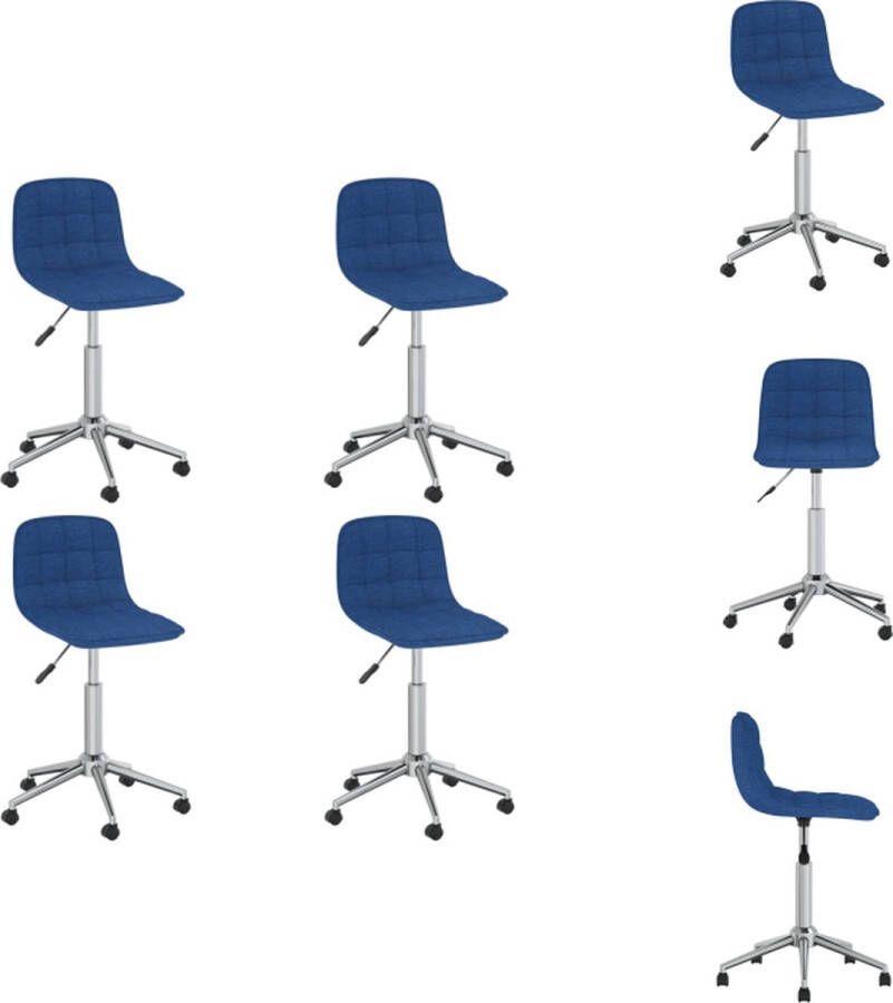 VidaXL Draaibare Eetkamerstoelen Blauw 42.5x45x(69-80.5) cm Verchroomd staal en stof Eetkamerstoel