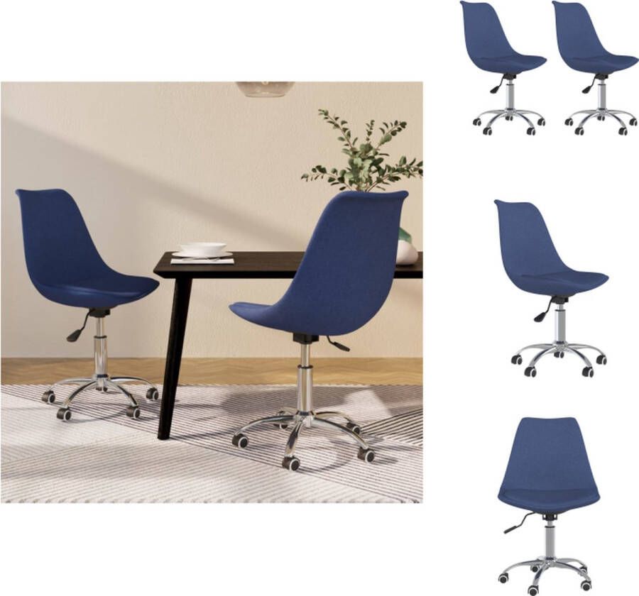 vidaXL Draaibare Eetkamerstoelen Blauw 48 x 58 x (81-93) cm Gasveermechanisme Eetkamerstoel