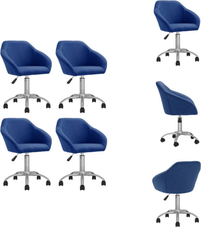 vidaXL Draaibare Eetkamerstoelen Blauw 63 x 56 cm Gasveermechanisme Eetkamerstoel