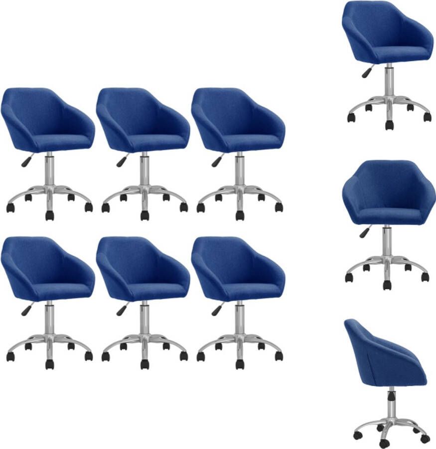 VidaXL Draaibare Eetkamerstoelen Blauw 63x56x(80-92) Gasveermechanisme Eetkamerstoel