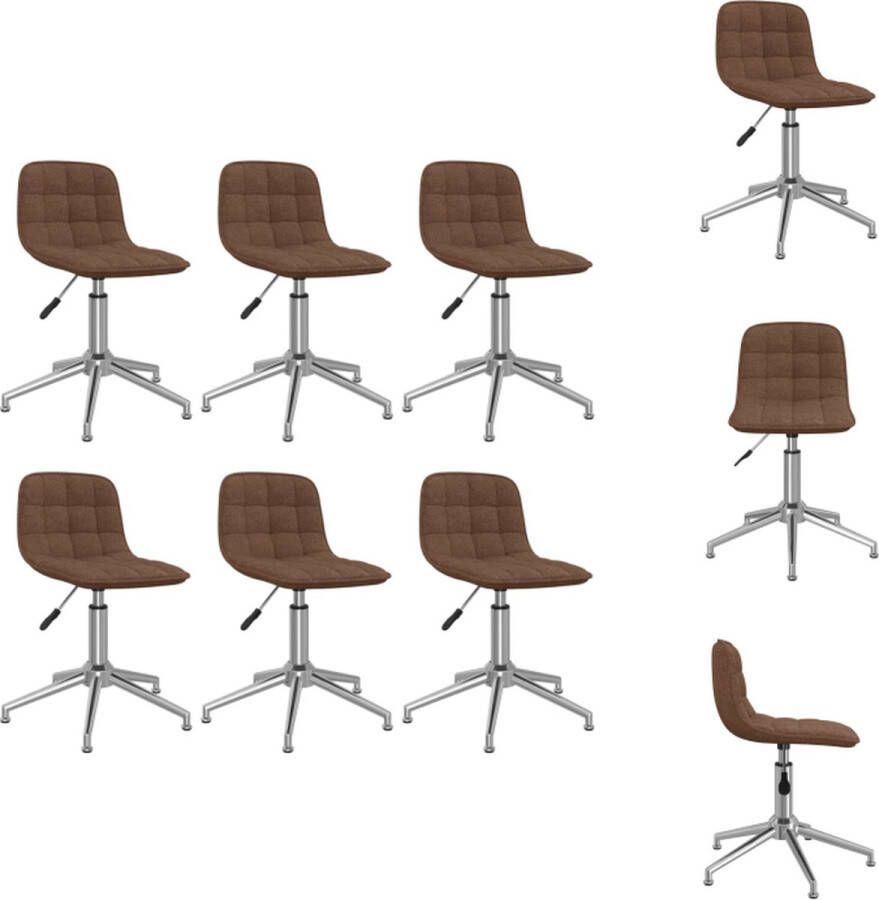 VidaXL Draaibare Eetkamerstoelen Bruin 42.5 x 45 x (68-82.5) cm Stof Verchroomd Staal Eetkamerstoel