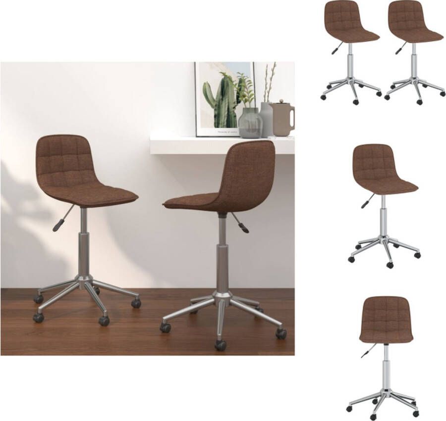 vidaXL Draaibare Eetkamerstoelen Bruin 42.5 x 45 x (69-80.5) cm Verchroomd staal en stof Eetkamerstoel