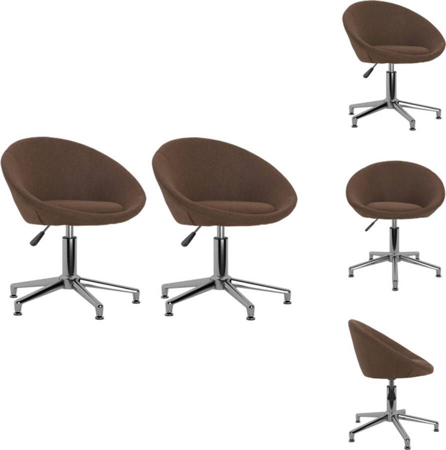 VidaXL Draaibare Eetkamerstoelen Bruin 66.5 x 58.5 x (68-80) cm 360 graden draaibaar Eetkamerstoel