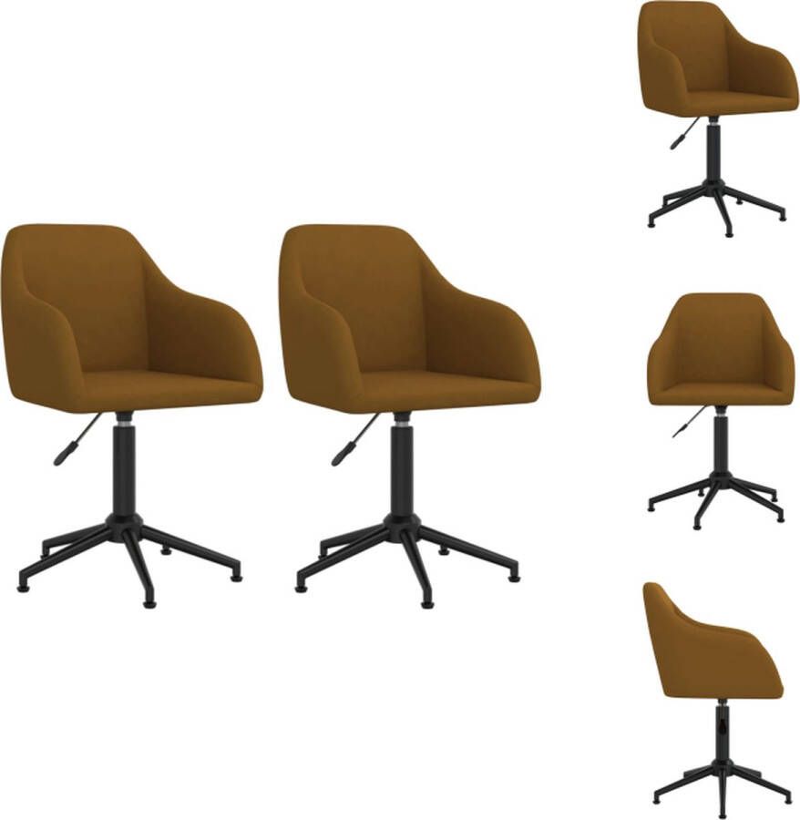 VidaXL Draaibare Eetkamerstoelen Bruin Fluweel 53 x 51.5 x (77 89) cm Gasveer 360 graden Eetkamerstoel