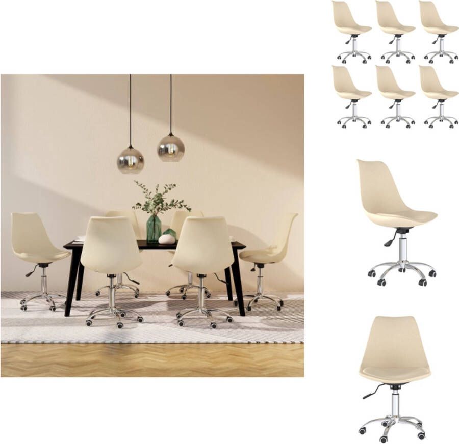 VidaXL Eetstoel Eetstoelen Keukenstoel Stoel Eetkamerstoelen 6 st stof crèmekleurig