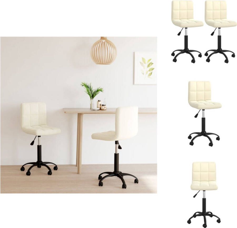 VidaXL Draaibare Eetkamerstoelen Crème Fluweel 40 x 47 cm Verstelbare Zithoogte Eetkamerstoel